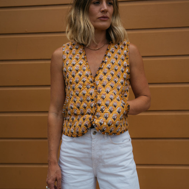 Reversible Cotton Vest // Honey