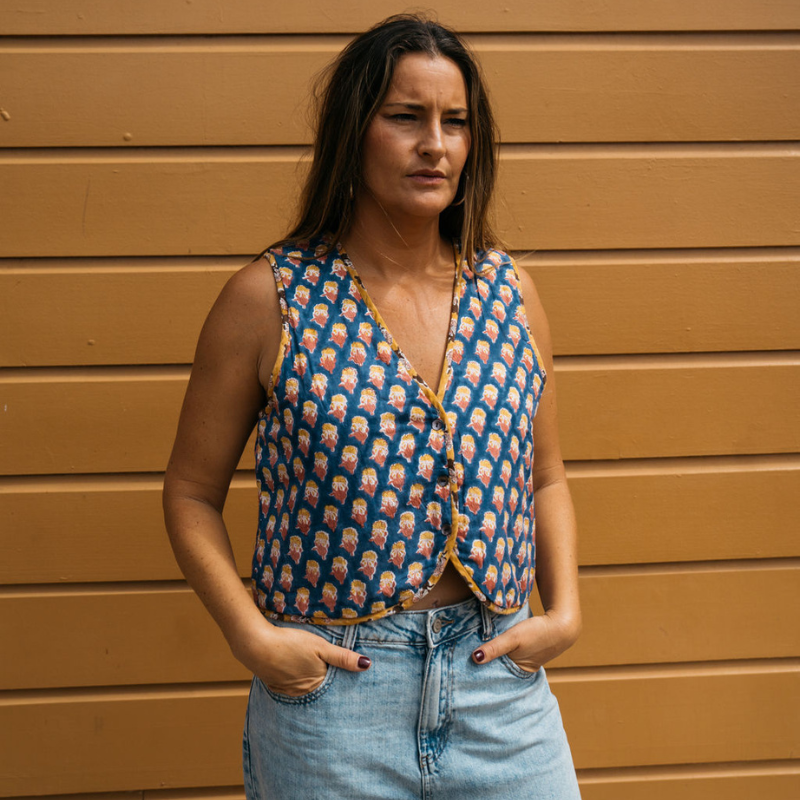 Reversible Cotton Vest // Honey